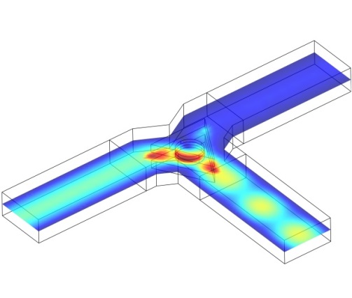 Simulation des elektrischen Mikrowellenfeldes in einem Zirkulator