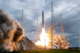 The Ariane 6 rocket at the launch to its inaugural flight.